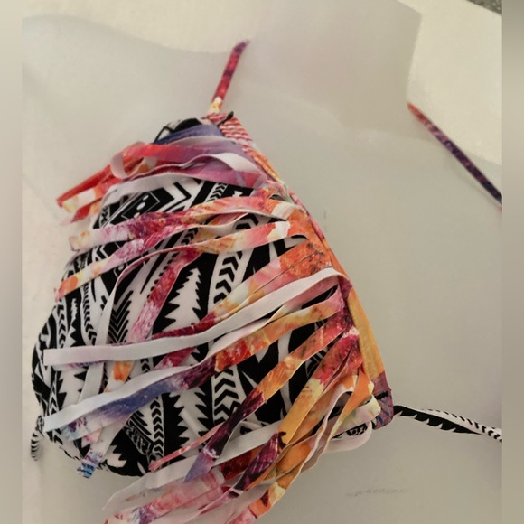 🌞NWT Raisins Aztec Print Padded Bra Top & Watercolor Bikini w/ Fringe A - Picture 5 of 13